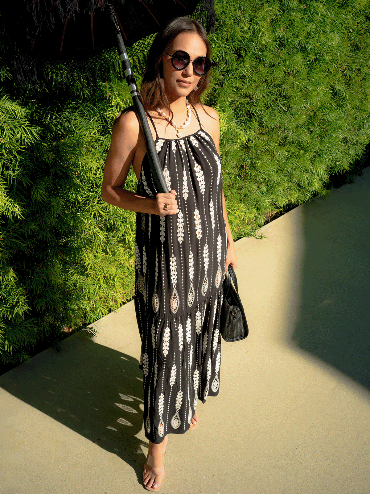 Black and White Kapu Embroidered Dress