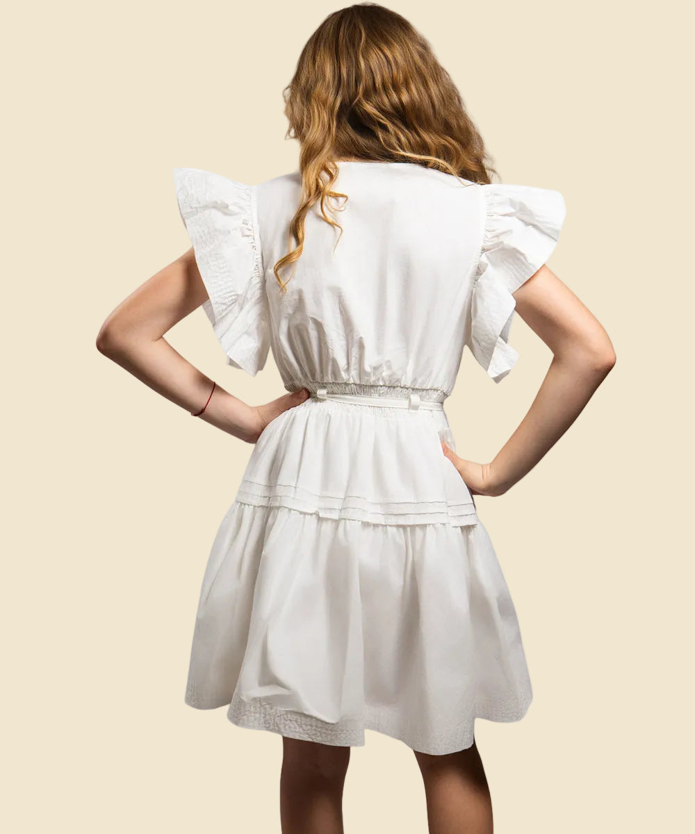 Marbella Flutter Sleeve Poplin Mini Dress