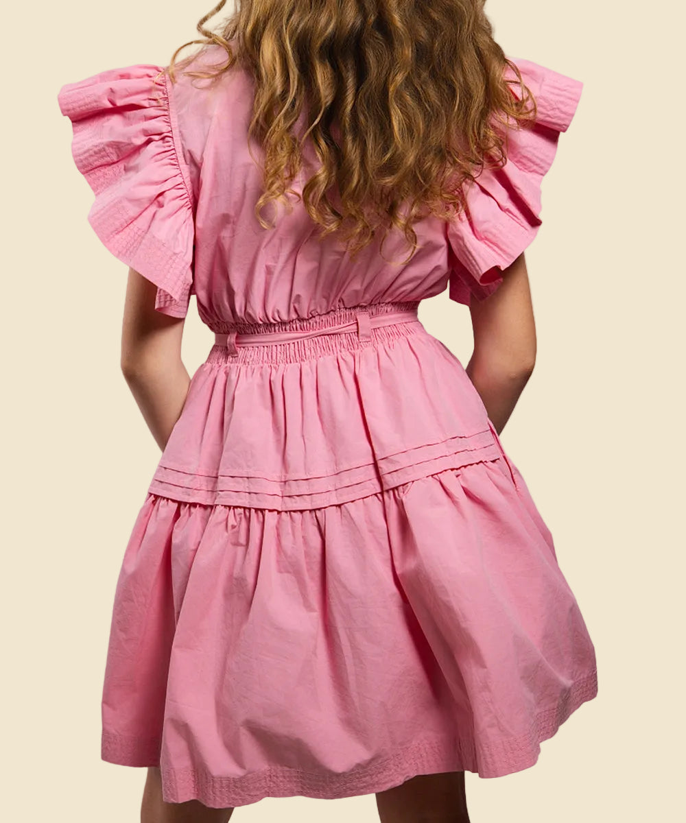 Marbella Flutter Sleeve Poplin Mini Dress