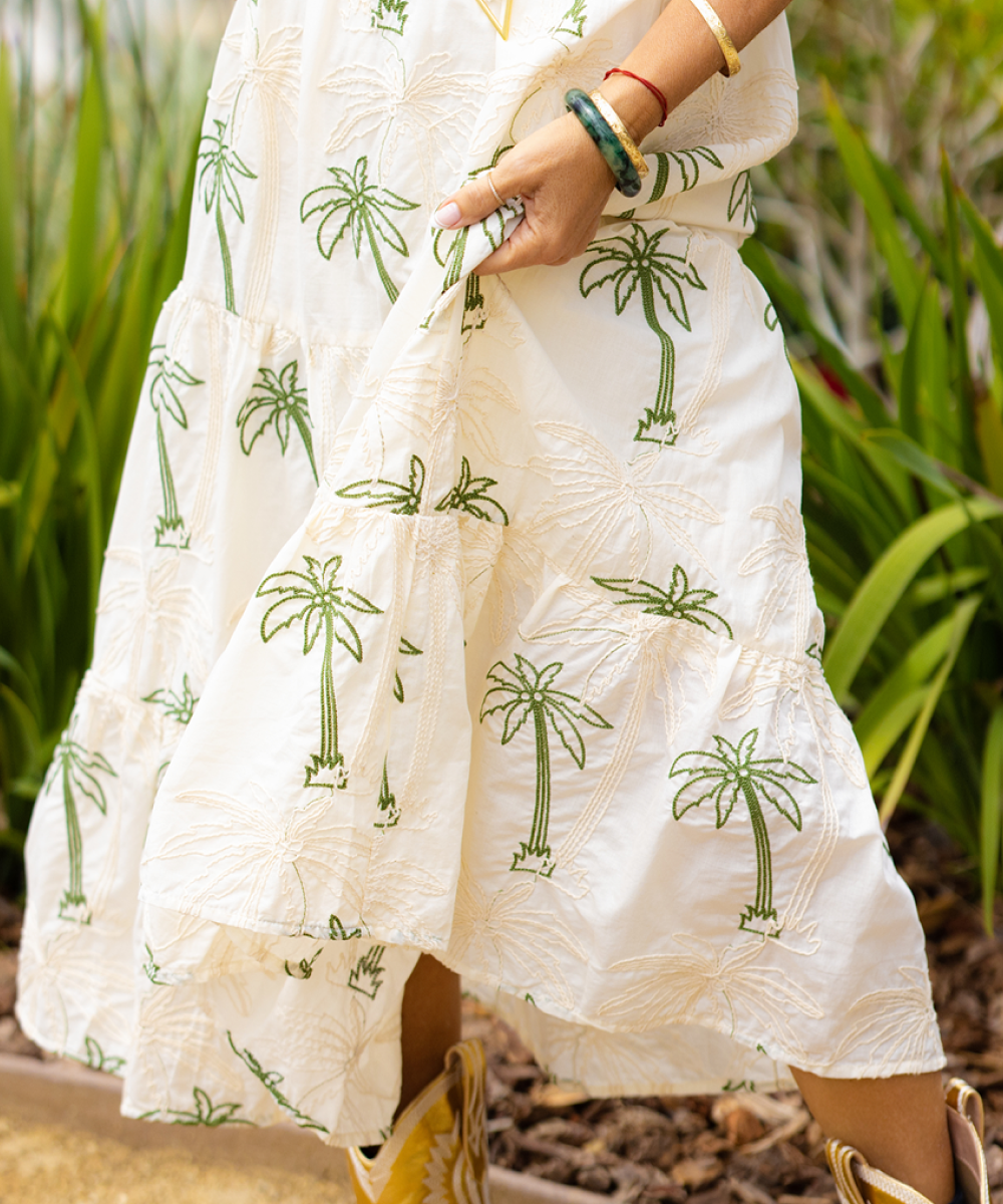 THE PALMS EMBROIDERED COTTON DRESS