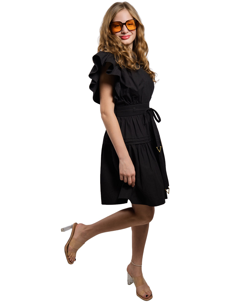 Marbella Flutter Sleeve Poplin Mini Dress