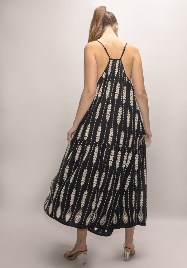 Black and White Kapu Embroidered Dress