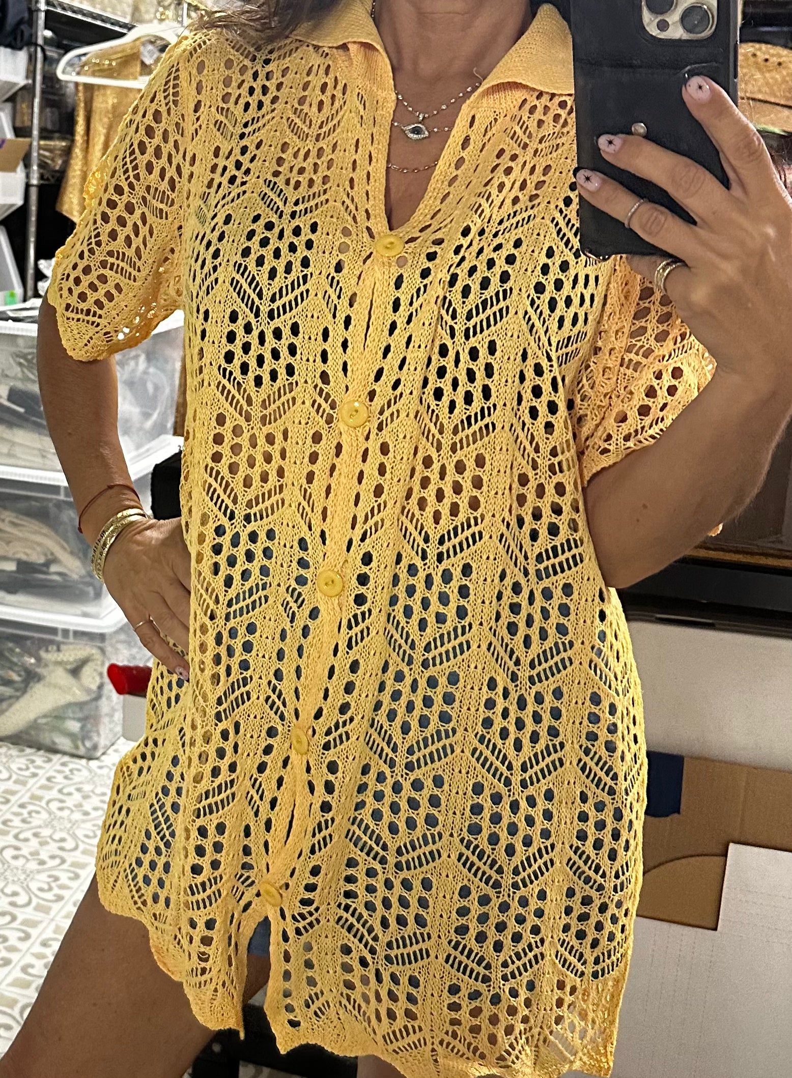 Cubana Crochet Button Shirt
