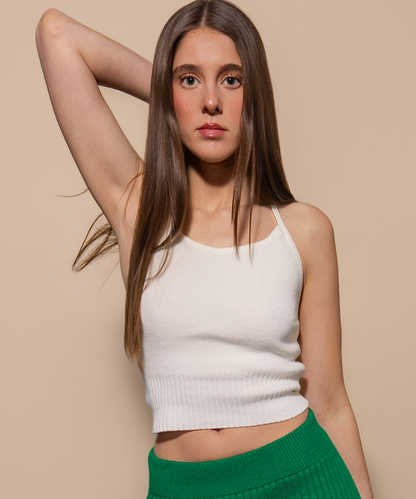 HALTER KNIT CROP TOP