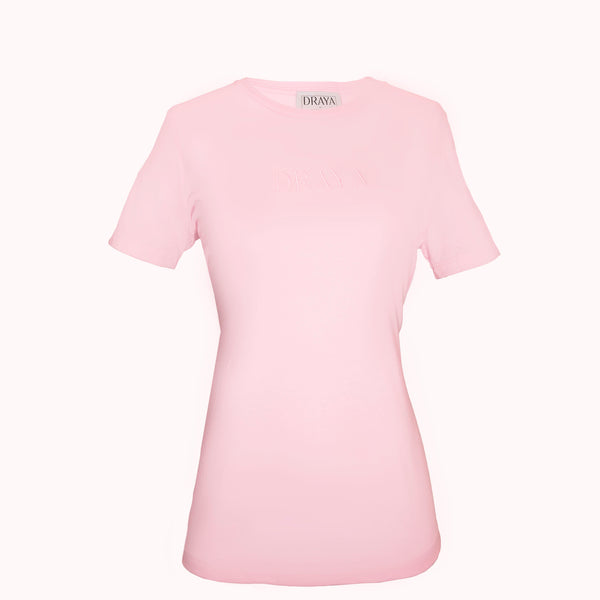 Pink Embroidered DRAYA Logo T-Shirt