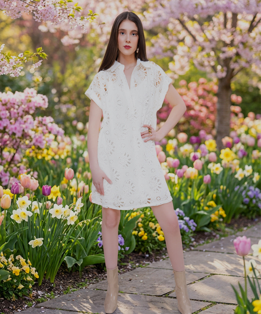 EYELET SHIRT DRESS