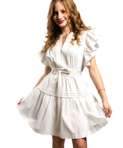 Marbella Flutter Sleeve Poplin Mini Dress