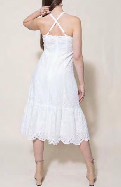 EYELET EMBROIDERED DRESS