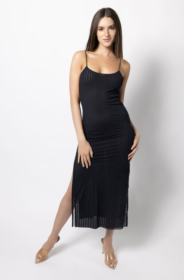 Riviera Sheer Mesh Stripe Dress