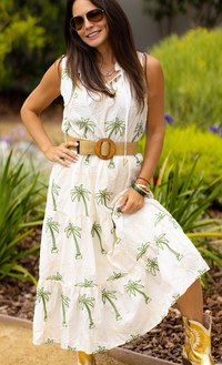 THE PALMS EMBROIDERED COTTON DRESS