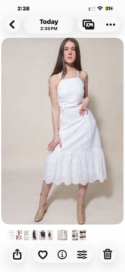 EYELET EMBROIDERED DRESS