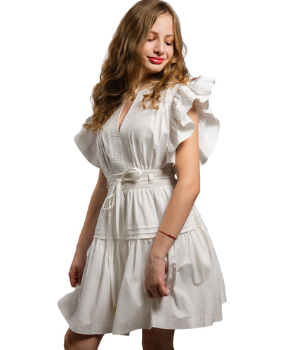 Marbella Flutter Sleeve Poplin Mini Dress