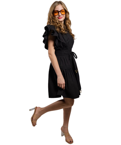 Marbella Flutter Sleeve Poplin Mini Dress