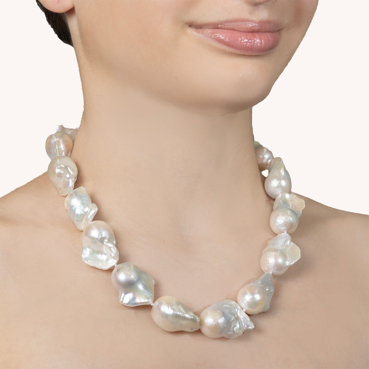 South Sea Baroque Pearl Necklace in White- AAA Grade